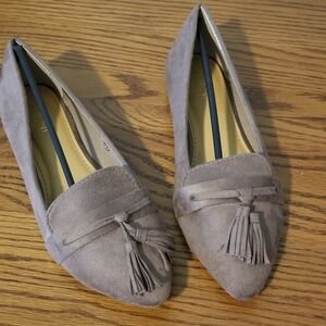 NWT LEIGHTON Taupe Tassel Pointed toe Flat Loafers